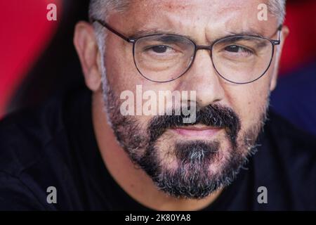 Gennaro Gattuso, entraîneur en chef de Valence pendant le championnat d'Espagne la Liga football match entre Sevilla FC et Valencia CF le October18, 2022 au stade Ramon Sanchez Pizjuan à Séville, Espagne - photo: Joaquin Corchero/DPPI/LiveMedia Banque D'Images