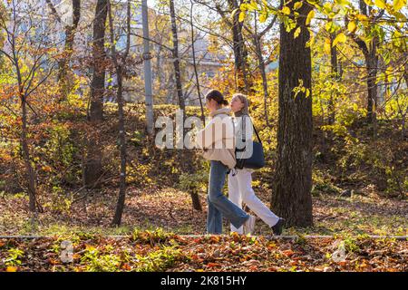 Vladivostok, Russie. 20th octobre 2022. Les gens marchent dans un parc à Vladivostok, Russie, 20 octobre 2022. Credit: Guo Feizhou/Xinhua/Alamy Live News Banque D'Images