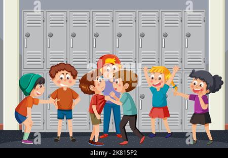 Enfants intimidant leur ami à l'école illustration Illustration de Vecteur