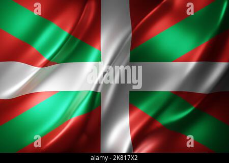 3D réalisation d'un drapeau de la Communauté espagnole du pays Basque en vase clos Banque D'Images