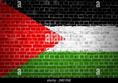 Une image de la Palestine drapeau peint sur un mur de briques dans une localisation urbaine Banque D'Images