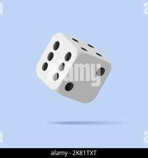 Dés blancs avec points noirs icône 3D. Cube de coins arrondis dans l'air, rendu 3D graphiques, isolé Illustration de Vecteur