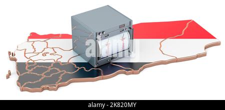 Tremblement de terre au Yémen concept, 3D rendu isolé sur fond blanc Banque D'Images