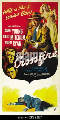 Film d'affiche : Crossfire (1947) Directeur : Edward Dmytryk 22 juillet 1947 **AVERTISSEMENT** cette photographie est destinée à un usage éditorial exclusif et est protégée par les droits d'auteur de RKO et/ou du photographe attribué par la Société de film ou de production et ne peut être reproduite que par des publications dans le cadre de la promotion du film ci-dessus. Un crédit obligatoire pour RKO est requis. Le photographe doit également être crédité lorsqu'il est connu. Aucune utilisation commerciale ne peut être accordée sans l'autorisation écrite de la Société du film. Banque D'Images