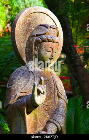 Portugal, Madère, Palais de Monte, jardin tropical, statue de Bouddha, Banque D'Images