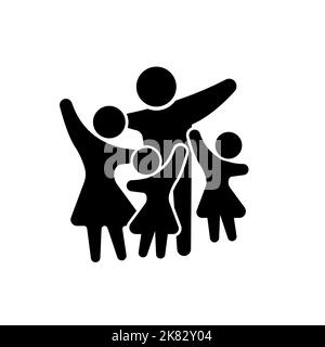 Motif vectoriel noir et blanc Happy Family Icon Illustration de Vecteur