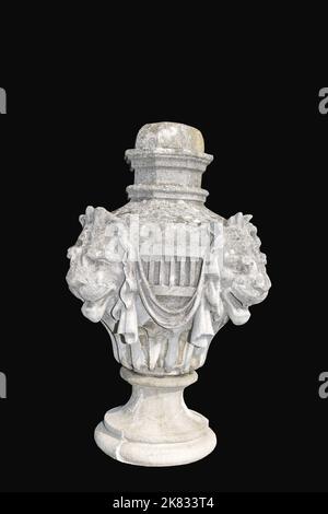 Vieilles décorations de villa avec têtes de lion. Banque D'Images