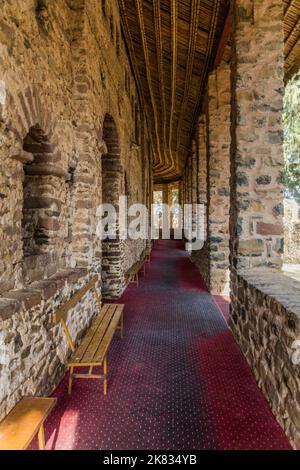 Partie extérieure de l'église Debre Birhan (Berhan) Selassie à Gondar, en Éthiopie. Banque D'Images