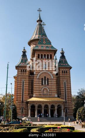 Cathédrale métropolitaine située sur la place de la victoire le 08 septembre 2017 à Timisoara. Banque D'Images