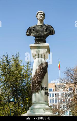 DROBETA TURNU-SEVERIN, ROUMANIE-AVRIL 04 : statue de l'empereur romain Traian sur 04 avril 2018 à Drobeta Turnu-Severin. Banque D'Images