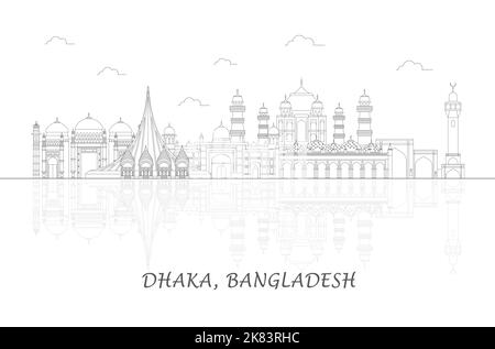 Aperçu Skyline panorama de la ville de Dhaka, Bangladesh - illustration vectorielle Illustration de Vecteur