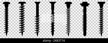 Icônes de vis. Illustration vectorielle isolée sur fond transparent Illustration de Vecteur