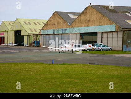 Avion en veille à l'aéroport de Blackpool, Blackpool, Lancashire, Royaume-Uni, Europe Banque D'Images