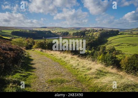 17.10.2022 Haworth, West Yorkshire, Royaume-Uni, sentier menant aux chutes Bronte et Wutherung Heights Banque D'Images