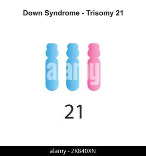 Conception scientifique du syndrome de Down (trisomie 21). Symboles colorés. Illustration vectorielle. Illustration de Vecteur