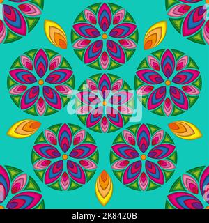 Fond de fleurs Mandalas coloré. Éléments décoratifs vintage. Motif oriental, illustration vectorielle. Islam, arabe, Indien, turc, pakistan Illustration de Vecteur