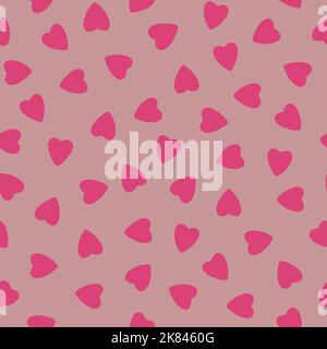 Simple coloré coeur rose sans couture motif chaotique sur fond rose fait de minuscules silhouettes coeur de superposition effet.pour Valentines,m Banque D'Images
