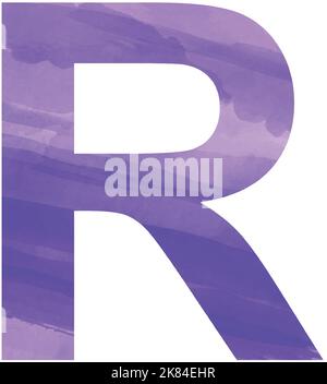 Alphabet anglais, lettre R peinte avec des peintures bleu aquarelle - illustration vectorielle Illustration de Vecteur