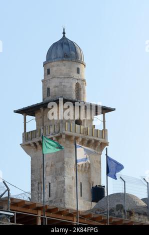 Minaret de la porte de la chaîne, mosquée Al-Aqsa, vieille ville de Jérusalem. Banque D'Images