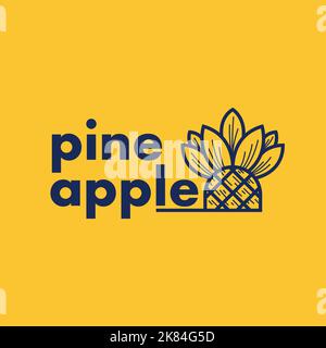 Concept de logo ananas pour l'entreprise et le marquage. Modèle de logo fruits frais Vector. Modèle de logo ananas Banque D'Images