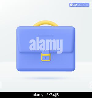 Symboles d'icône de porte-documents. Homme d'affaires, apprentissage, poche à l'école, finance, concept d'éducation. 3D illustrations vectorielles isolées. Dessin animé pastel s minimum Illustration de Vecteur