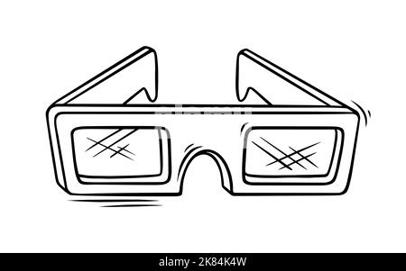 Croquis des lunettes de cinéma. Lunettes de cinéma en forme de doodle. Illustration vectorielle isolée sur fond blanc Illustration de Vecteur