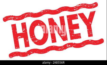 Texte EN MIEL écrit sur les lignes rouges estampille signe. Banque D'Images