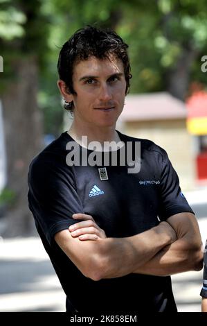 Geraint Thomas de Team Sky pendant la journée de repos Banque D'Images