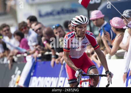 Joaquim Rodriguez, Team Katusha, photographié en action pendant la phase 17 de l'édition 101st de la course cycliste Tour de France, à 124,5 km de Saint-Gaudens à Saint-Lary-Soulan Pla d'Adet, France, le mercredi 23 juillet 2014. Banque D'Images