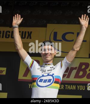 Tony Martin Team Omega Pharma-Quickstep gagne la scène à Périgueux. Banque D'Images