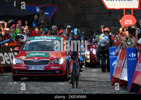 Chris Froome de Team Sky pendant la course. Banque D'Images