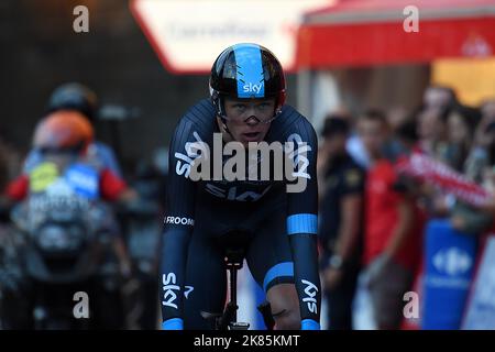 Chris Froome de Team Sky pendant la course. Banque D'Images