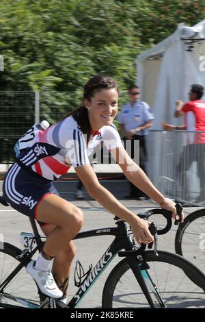 Lizzie Armitstead en Grande-Bretagne pendant la course. Banque D'Images