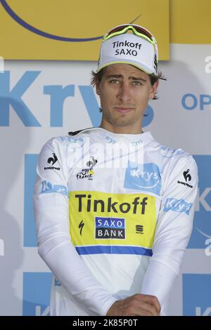 Peter Sagan Slovaquie Tinkoff Saxo prend le jeune riders maillot blanc Banque D'Images