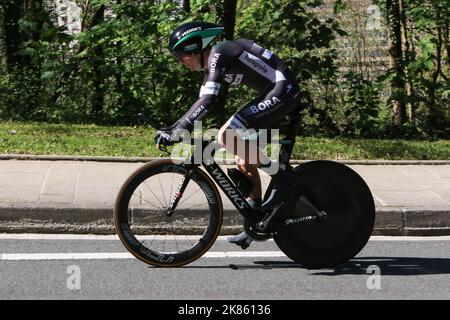 Patrick Konrad -Autriche - l'équipe de Bora, qui fait partie d'un effort d'équipe étonnamment fort - Vuelta Ciclista al Pais Vasco 2017 - Syage 6 - Eibar - Eibar (ITT) Banque D'Images