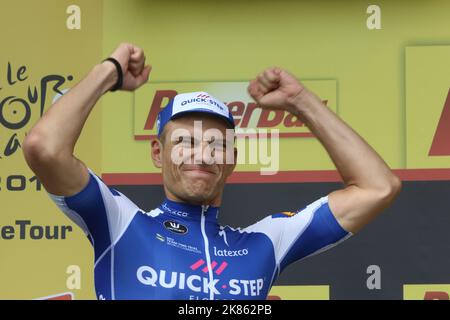 Marcel Kittel, de Quick Step en Allemagne, célèbre la victoire sur la scène Banque D'Images