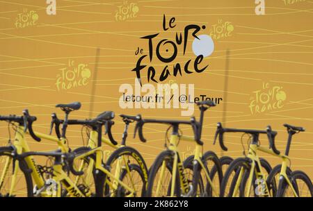 Tour de France et vélos Mavic au village de départ de Mondorf les bains, le 4th jour de course du Tour de France 2017 Banque D'Images