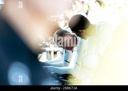 Chris Froome GB de Team Sky avant le début de la course. Banque D'Images