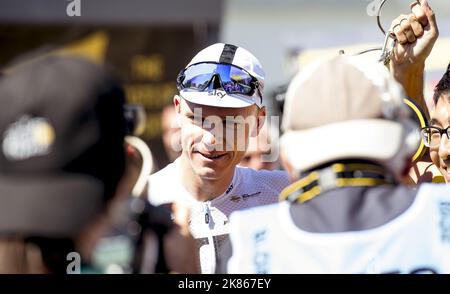 Chris Froome de l'équipe Sky avant la course Banque D'Images