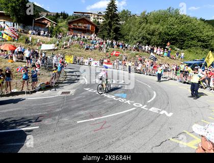 Lawson Craddock (EF Education first) lors de l'étape 12 du Tour de France 2018 de Bourg-Saint-Maurice les Arcs à Alpe d'Huez sur 19 juillet 2018. Banque D'Images