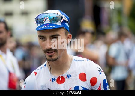 Julian Alaphippe équipe Quick Step étages au début de la course. Banque D'Images