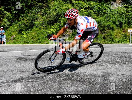 Julian Alaphippe (Quick-STEP floors) se délarant du Col de Portillon lors de la phase 16 du Tour de France 2018 de Carcassonne à Bagnères de Luchon. Banque D'Images