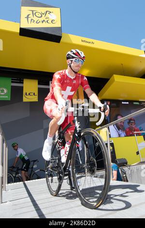 Sébastien Reichenbach équipe Groupama FDJ dans le Tour de France 2019 étape 5 - Saint-Die-des-Vosges à Colmar Banque D'Images