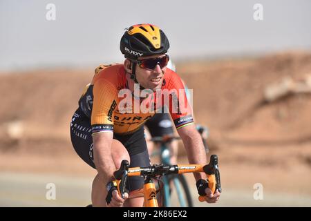 La pause avec Mark Cavendish pour l'équipe de Bahreïn McLaren dans le Saudi Tour 2020, étape 1. Comité olympique saoudien - de Riyad à Jaww - 173km Banque D'Images