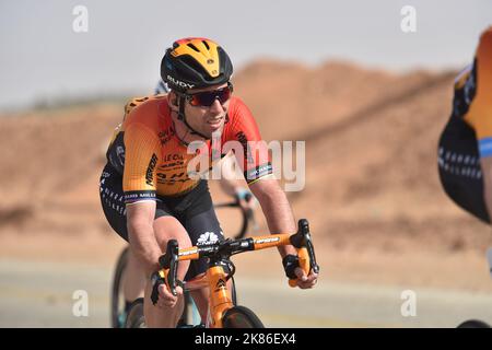 La pause avec Mark Cavendish pour l'équipe de Bahreïn McLaren dans le Saudi Tour 2020, étape 1. Comité olympique saoudien - de Riyad à Jaww - 173km Banque D'Images