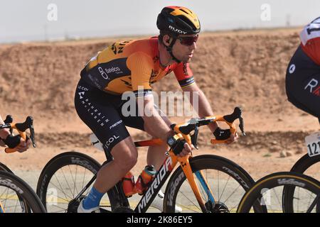 La pause avec Mark Cavendish pour l'équipe de Bahreïn McLaren dans le Saudi Tour 2020, étape 1. Comité olympique saoudien - de Riyad à Jaww - 173km Banque D'Images