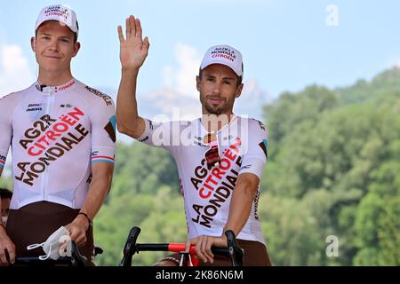 Mikael Cherel de France et AG2R Citroën Teamlors de la phase 12 du Tour de France, Briançon à Alpe dâ€™Huez, le jeudi 14th juillet 2022 photo Credit devrait se lire: Pete Goding/Godingimages Banque D'Images
