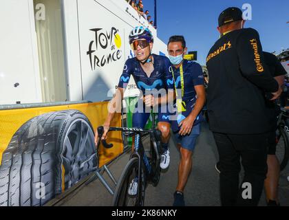 Enric MAS After Tour de France, Stage 12, France, 14th juillet 2022, Credit:David Pintens/Goding Images/PA Images Banque D'Images