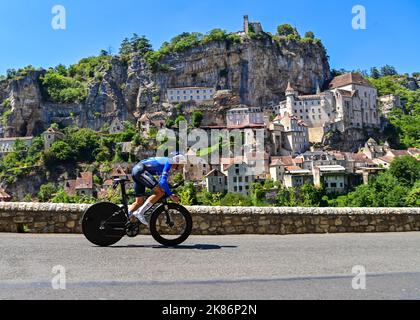 Jasper PHILIPSEN, Alpecin-Deceuninck en action pendant la phase 20 du Tour de France, Lacapelle-Marival à Rocamadour, le samedi 23rd juillet 2022 crédit: Pete Goding/Godingimages/PA Images Banque D'Images