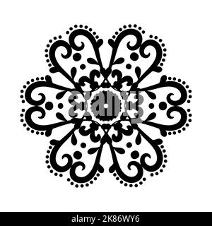 Motif décoratif mandala. Décoration ronde noire et blanche à motif floral. Fond décoratif pour tatouage, pochoir ou décoration d'intérieur. Illustration vectorielle. Illustration de Vecteur